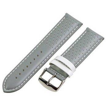 [worldbuyer] Clockwork Synergy, LLC 18mm Rally Perforated Smooth Grey / White Leather Inte/1343175