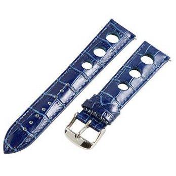 [worldbuyer] Clockwork Synergy, LLC 19mm Rally 3-hole Croco Navy Blue Leather Interchangea/1345453