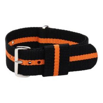 [worldbuyer] Clockwork Synergy, LLC 20mm Nato Ss Nylon Loop Striped Black / Orange Interch/1347276