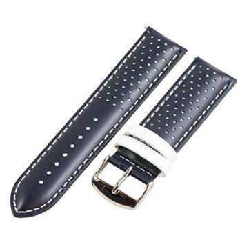 [worldbuyer] Clockwork Synergy, LLC 20mm Rally Perforated Smooth Navy Blue / White Leather/1347415