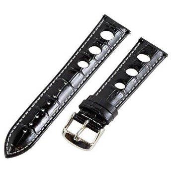 [worldbuyer] Clockwork Synergy, LLC 21mm Rally 3-hole Croco Black / White Leather Intercha/1345390