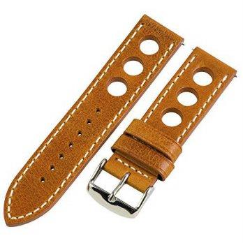 [worldbuyer] Clockwork Synergy, LLC 24mm Rally Racing 3 Hole Vintage Saddle Leather Tradit/1347165