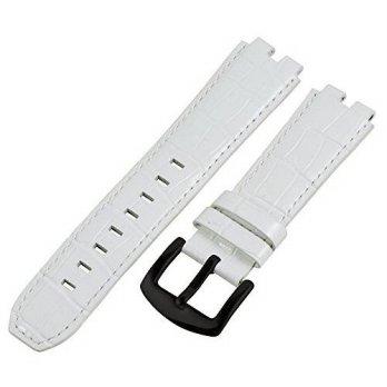 [worldbuyer] Clockwork Synergy, LLC White Pvd Leather Croco Replacement Watch Strap Band F/1343811