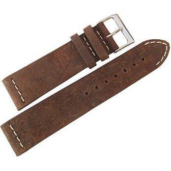 [worldbuyer] ColaReb 20mm Spoleto Dark Brown Distressed Suede Leather Mens Watch Strap Mad/1352758