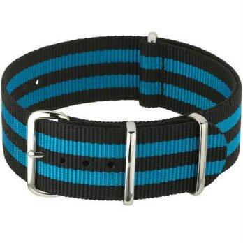 [worldbuyer] Conkly NATO-Style Black and Blue Striped Nylon Strap with Stainless Steel Buc/1363210