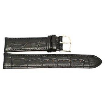 [worldbuyer] Cuir De Lyon 22MM BLACK ALLIGATOR GORGEOUS STITCHED LEATHER WATCH BAND STRAP/1356012