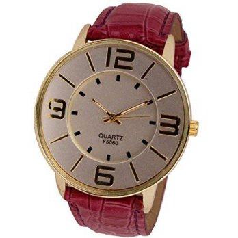 [worldbuyer] DDLBiz Womens Numerals Gold Dial Leather Analog Quartz Watch (A)/1348842