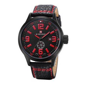 [worldbuyer] DZT1968 Men Waterproof Watch Analog Quartz Date Sport Army Leather Wrist Watc/1345446