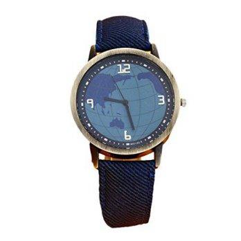 [worldbuyer] DZT1968(TM) 2015 Unisex Wrist Watch Map Pattern Denim Leather Watches/1343300