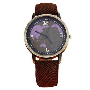 [worldbuyer] DZT1968(TM) 2015 Unisex Wrist Watch Map Pattern Denim Leather Watches/1341522