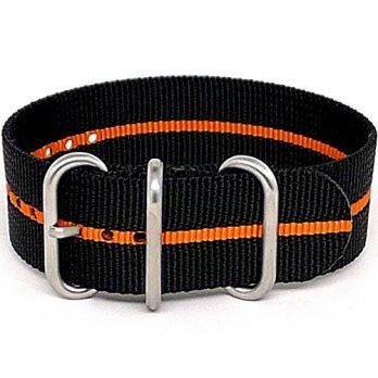 [worldbuyer] DaLuca Ballistic Nylon NATO 1 Piece Watch Strap - Black Orange Stripe (Matte /1353771