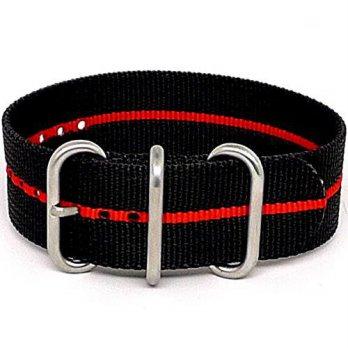 [worldbuyer] DaLuca Ballistic Nylon NATO 1 Piece Watch Strap - Black Red Stripe (Matte Buc/1363225