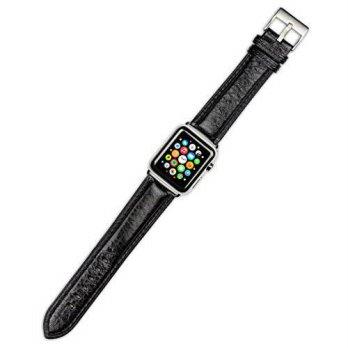 [worldbuyer] DeBeer Apple Watch Strap - Belting Leather Band - Black - Fits 42mm Apple Wat/1355057