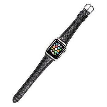 [worldbuyer] DeBeer Apple Watch Strap - Genuine Lizard Band - [Short] - Black - Fits 38mm /1402675