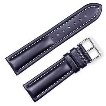 [worldbuyer] DeBeer Breitling Style Oil Tanned Leather Watchband Black 22mm Watch band - b/1351432