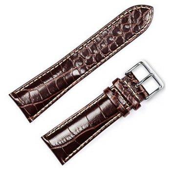 [worldbuyer] DeBeer Crocodile Grain Chrono Watchband (W/ white stitching) Brown 20mm - by /1347421