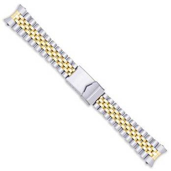 [worldbuyer] DeBeer Jubilee Style Link Metal Watch Band - Two Tone - 20mm/1344386