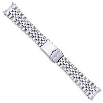 [worldbuyer] DeBeer Jubilee Style Link Metal Watch Band - Silver - 20mm/1343293