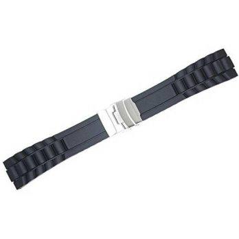 [worldbuyer] DeBeer Oyster Style Divers Clasp Rubber Watchband - 22mm/1367643