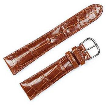 [worldbuyer] DeBeer Watch Bands Genuine Alligator Watch Band - Shiny Finish - Havana 20mm /1362360