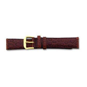 [worldbuyer] DeBeer de Beer Brown Alligator Grain Leather Watch Band 20mm Extra Long Gold /1343678