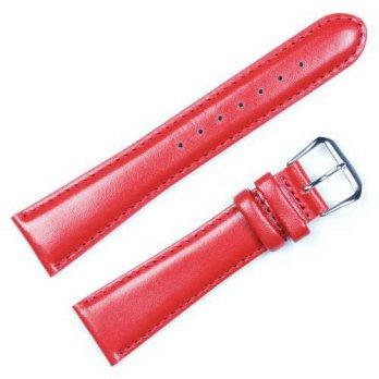 [worldbuyer] DeBeer deBeer brand Smooth Leather Watch Band (Silver & Gold Buckle) - Red 19/1344863