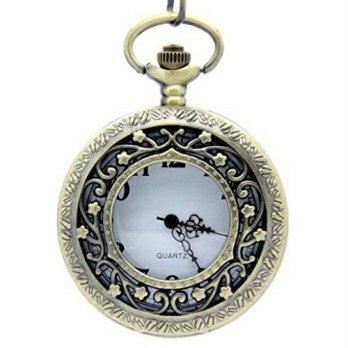 [worldbuyer] E-future Retro Bronze Flower Frame Steampunk Unisex Quartz Chain Fob Pocket W/1345500