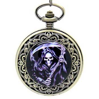 [worldbuyer] E-future Vintage Alloy Case with Skull Head Grim Reaper Steampunk Unisex Quar/1341010