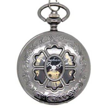 [worldbuyer] E-future Vintage Steampunk Skeleton Petals Men Mechanical Pocket Watch/1345929