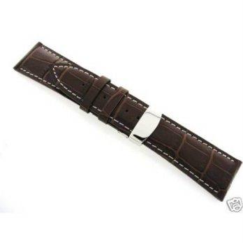 [worldbuyer] EWP 19mm Leather Watch Band Deployment Strap for Omega 1 Brown/1345017