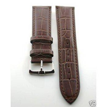 [worldbuyer] EWP 24mm Italian Leather Watch Band Strap for Invicta Dark Brown/1354478