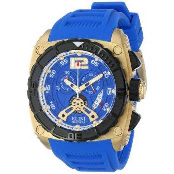 [worldbuyer] Elini Barokas Mens ELINI-17012-YG-03 Commander Analog Display Swiss Quartz Bl/1379713