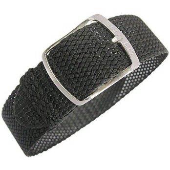 [worldbuyer] Eulit Kristall 20mm Black Woven Braided Nylon Perlon German Watch Strap/1353077