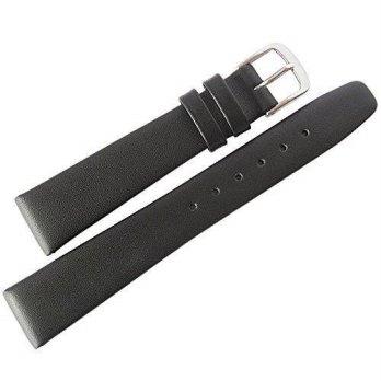 [worldbuyer] Fluco 16mm Black Leather Clip On Open End German-Made Mens Watch Strap/1362262