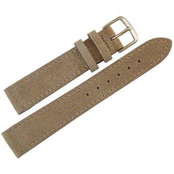 [worldbuyer] Fluco 18mm Sand Tan Suede Leather German-Made Mens Watch Strap/1355518