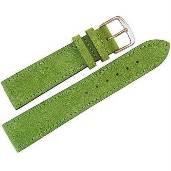 [worldbuyer] Fluco 20mm Green Suede Leather German-Made Mens Watch Strap/1354484