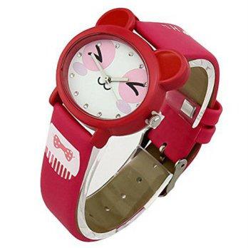 [worldbuyer] Foxqueena-143 PU Synthetic Leather Strap Cat Pattern Kids Quartz Cartoon Wris/505974