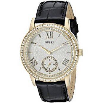 [worldbuyer] GUESS Womens U0642L2 Elegant Black & Gold-Tome Watch with Genuine Crystals/1376609