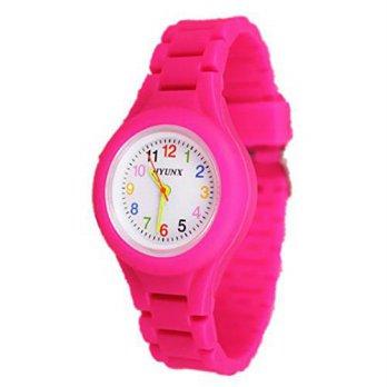 [worldbuyer] Generic Childrens Silicone Band Watch Rose/502362