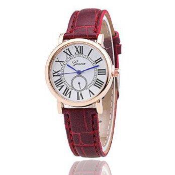 [worldbuyer] Generic Kinghard Fashion Leather Band Analog Quartz Movement Wrist Watch(Red)/1341550