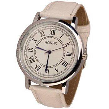 [worldbuyer] Generic Kinghard Fashion Mens Womens Ladies Leather Rome Quartz Analog Wrist /1347279