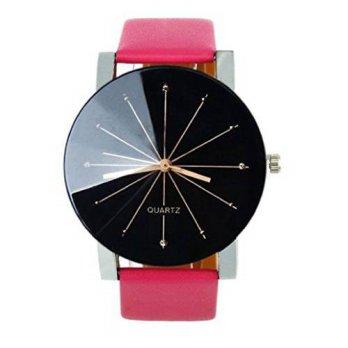 [worldbuyer] Generic Kinghard Men Quartz Dial Clock Leather Wrist Watch(Hot pink)/1347412