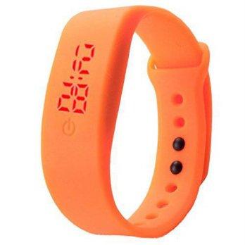 [worldbuyer] Generic Kinghard Rubber LED Watch Date Sports Bracelet Digital Wrist Watch(Or/1342138