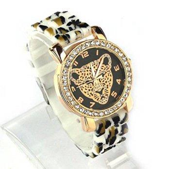 [worldbuyer] Generic Kinghard Vogue Women Leopard Head Watch Leopard Silicone Watch/1347468