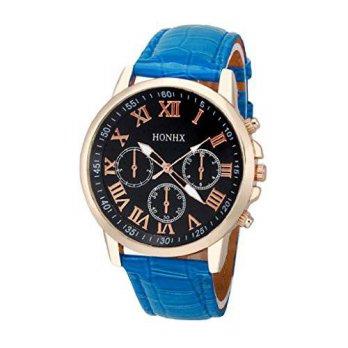 [worldbuyer] Generic Kinghard Womens Roman Numerals Faux Leather Analog Quartz Watch(Blue)/1347455