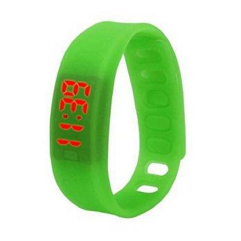 [worldbuyer] Generic Kinghard Womens Rubber LED Watch Date Sports Wrist Watch(Green)/1341429