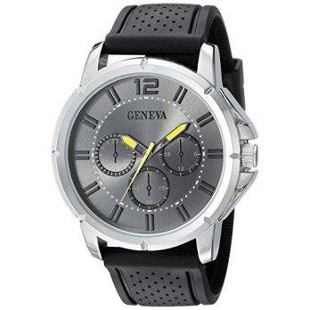 [worldbuyer] Geneva Mens FMDJM505D Analog Display Japanese Quartz Black Watch/1375996