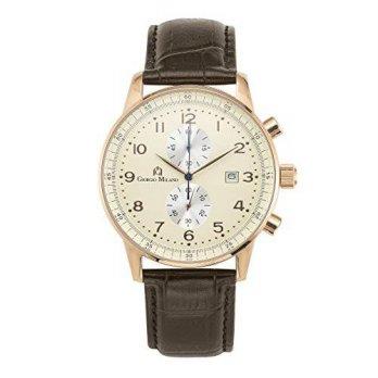 [worldbuyer] Giorgio Milano 968RG053 Ermente IP Rose Gold Chronograph with Genuine Leather/1380270