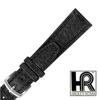 [worldbuyer] Hadley Roma MS788 20mm Regular Black Shrunken Grain Leather Mens Watch Band/1354296