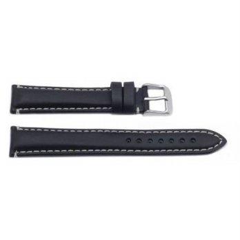 [worldbuyer] Hadley Roma MS885 20mm Long Watch Band Mens Black Oil Leather Stitched/1355014